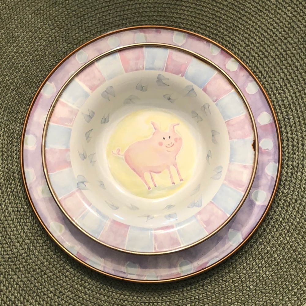 Enamelware Set including Plate, Cup and Bowl